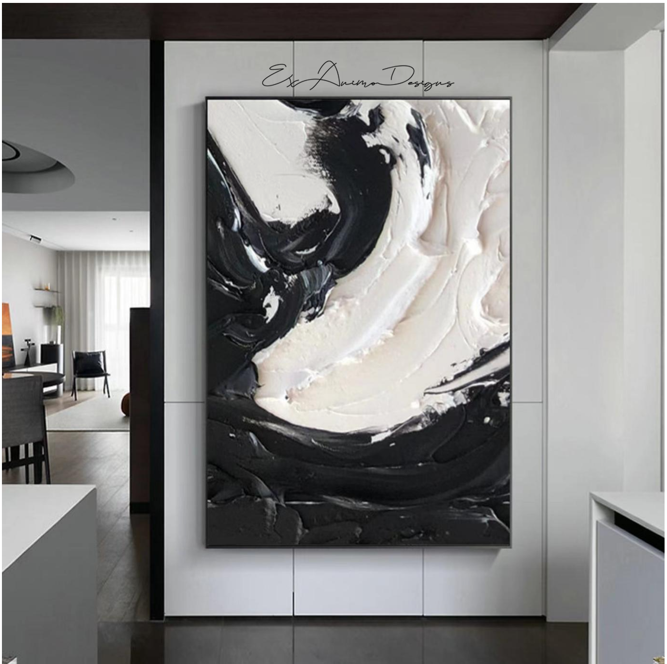 Ex Animo Designs - Black And White 3D Abstract Wall Art