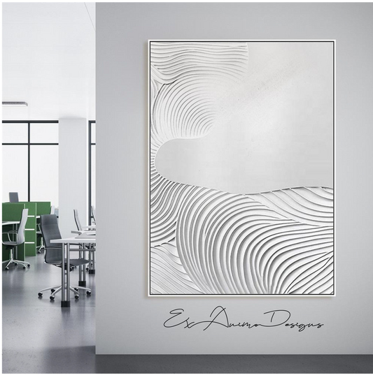 Ex Animo Designs - Conception White Line Abstract Oil Painting