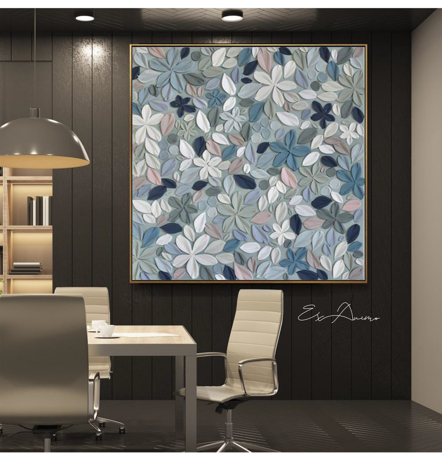 Ex Animo Designs - Abstract Flower Heavily Textured Knife Palette Acrylic Painting