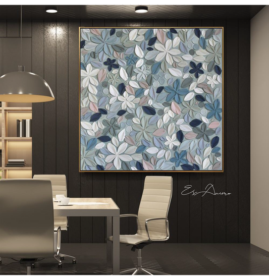 Ex Animo Designs - Abstract Flower Heavily Textured Knife Palette Acrylic Painting