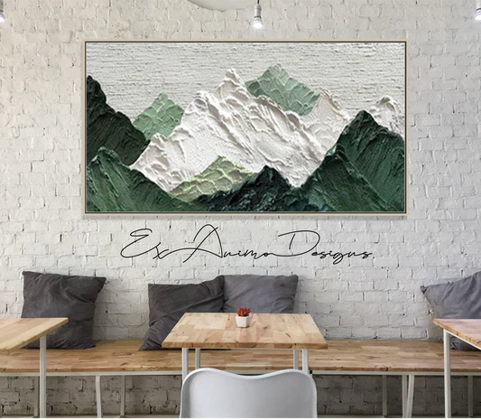 Ex Animo Designs -  Handmade Oil Painting Thick Texture Mountain 3D Wall Art Painting