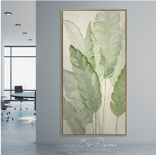 Ex Animo Designs -  Organic Style Banana Leaf Botanical Wall Art Abstract Painting