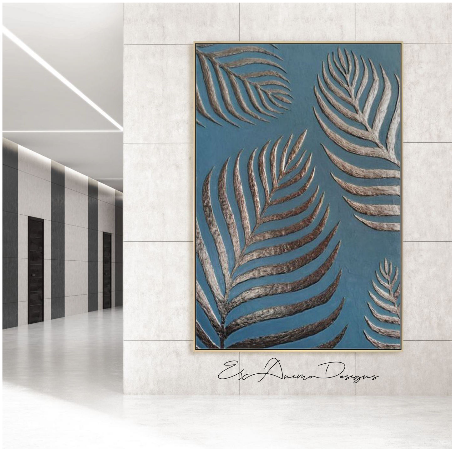 Ex Animo Designs -  Hand Painted Golden Leaves Oil Painting