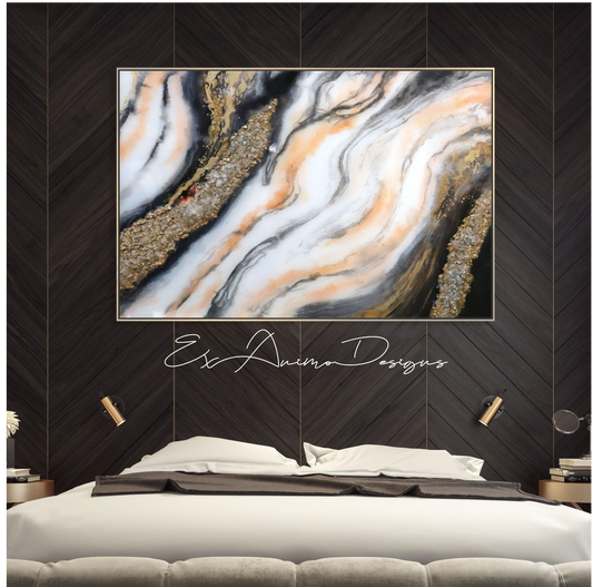 Ex Animo Designs - Marble Gold Texture Oil Painting Art